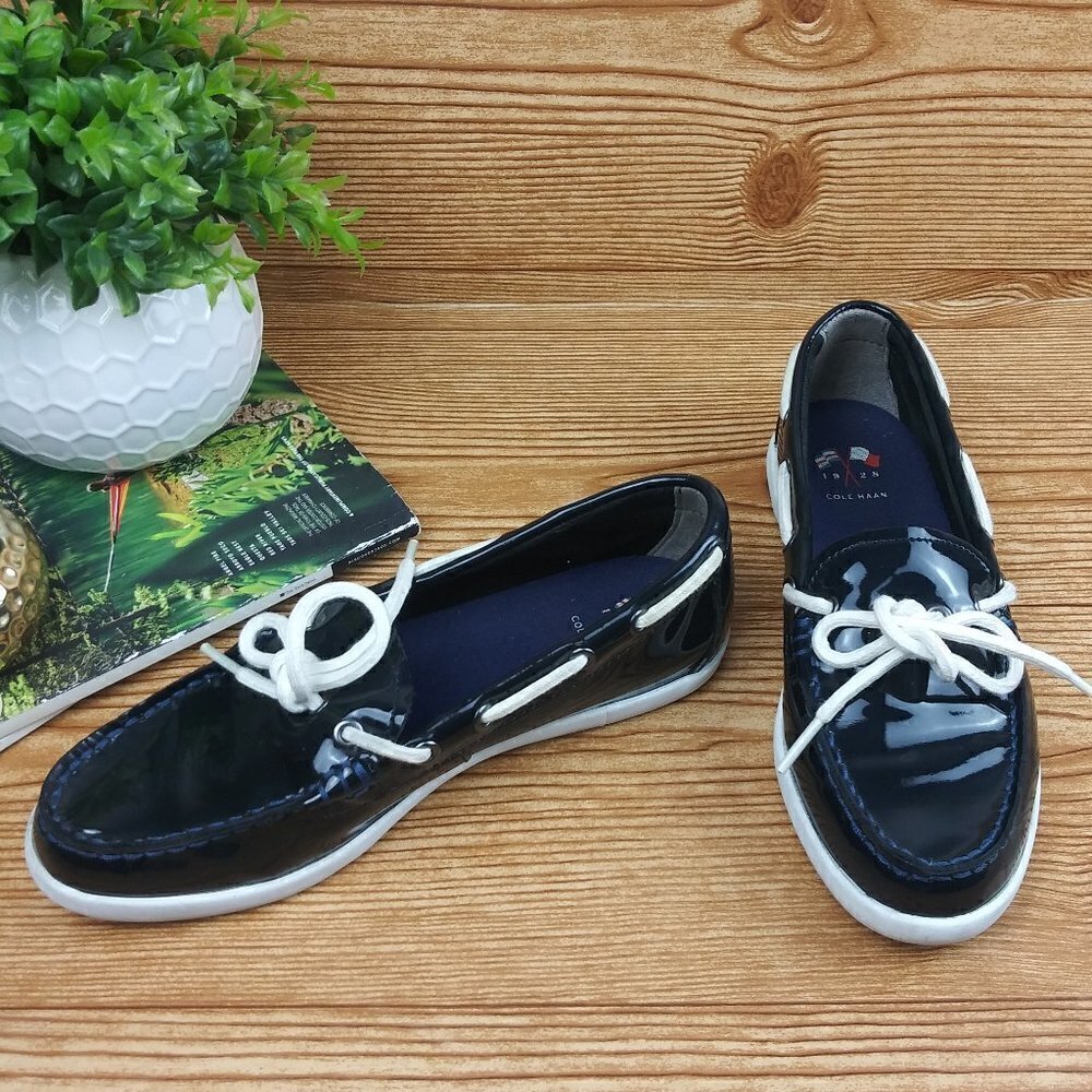 Cole Haan women's shoes Nantucket Camp Moccasin Navy blue size 6 Nautica - Picture 1 of 10